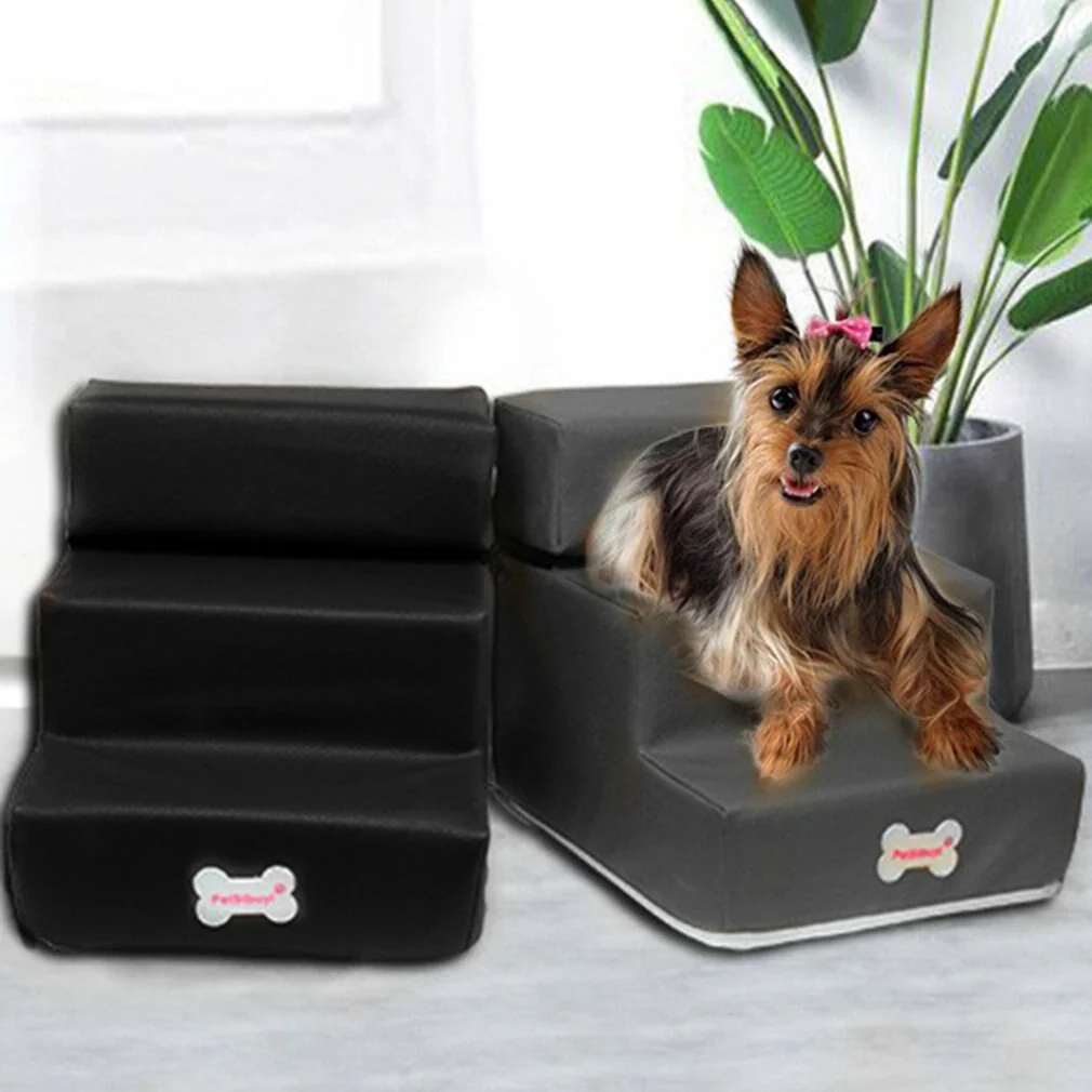HULIANFU Pet Ramp Ladder Small Pet Steps Stair Dogs And Cats Pet 3 Steps Removable Non-Slip Ramp Climbing Detachable Bed Ladder - Deanwangkt