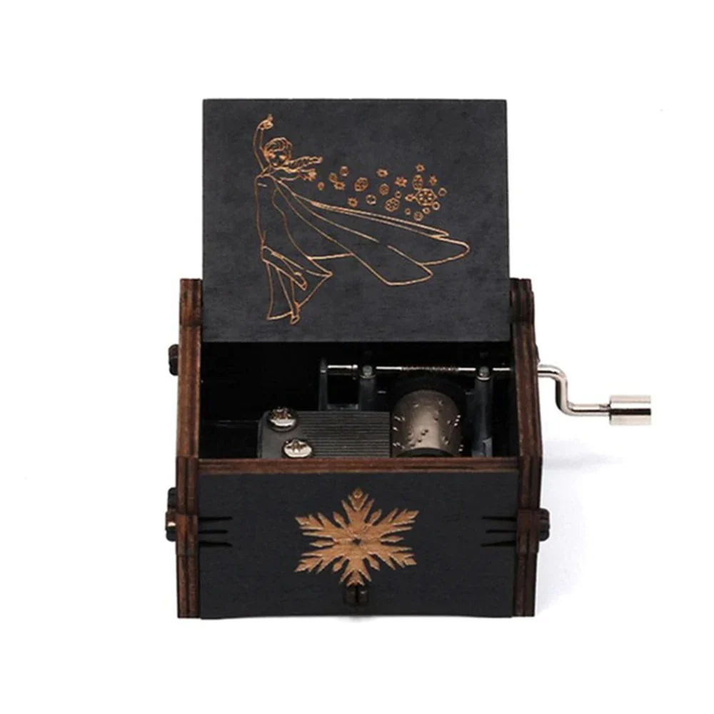 HULIANFU New Attack On Titan Queen Music Box Antique Carved Wooden Hand Cranks Power Game Crossing Rainbow Christmas Birthday Gifts - Deanwangkt