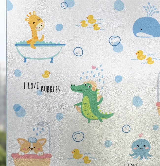 HULIANFU Landscape pastoral pattern window frosted glass sticker opaque toilet anti-lighting bathroom film anti-peep shading window paper - Deanwangkt