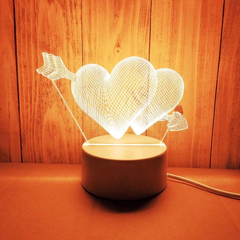 HULIANFU Romantic Love 3D Acrylic Led Lamp for Home Children Night Light Table Lamp Birthday Party Decor Valentine Day Bedside Lamp - Deanwangkt