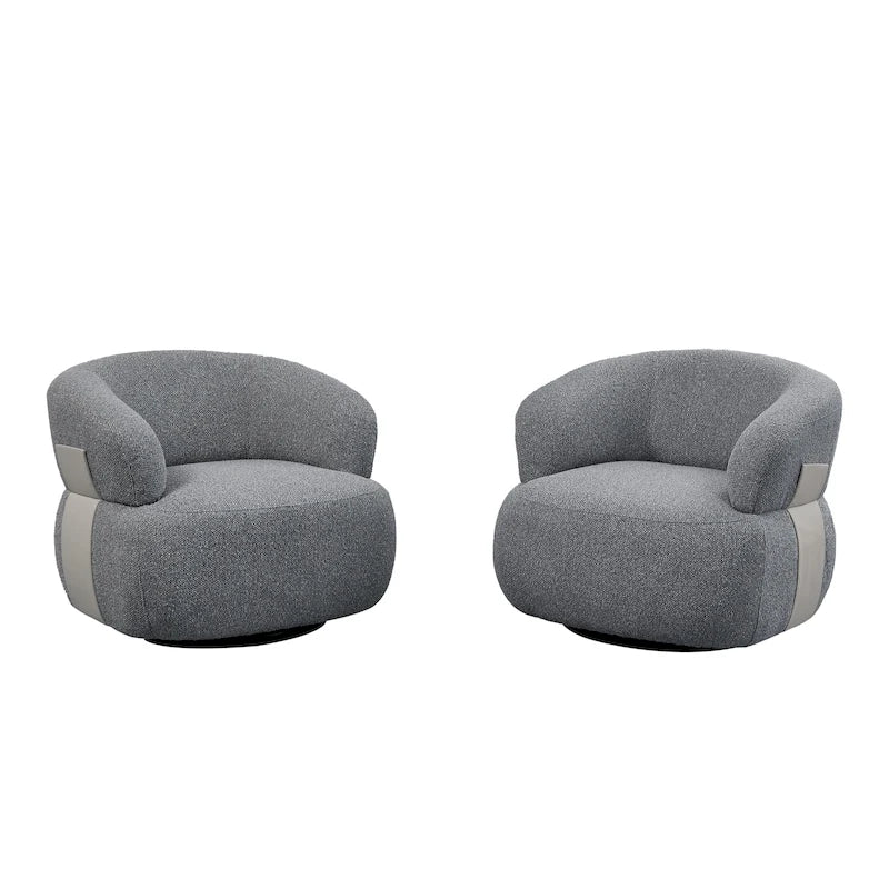 Kieon 33W 360 Swivel Modern Barrel Chair Accent Chair Set of 2