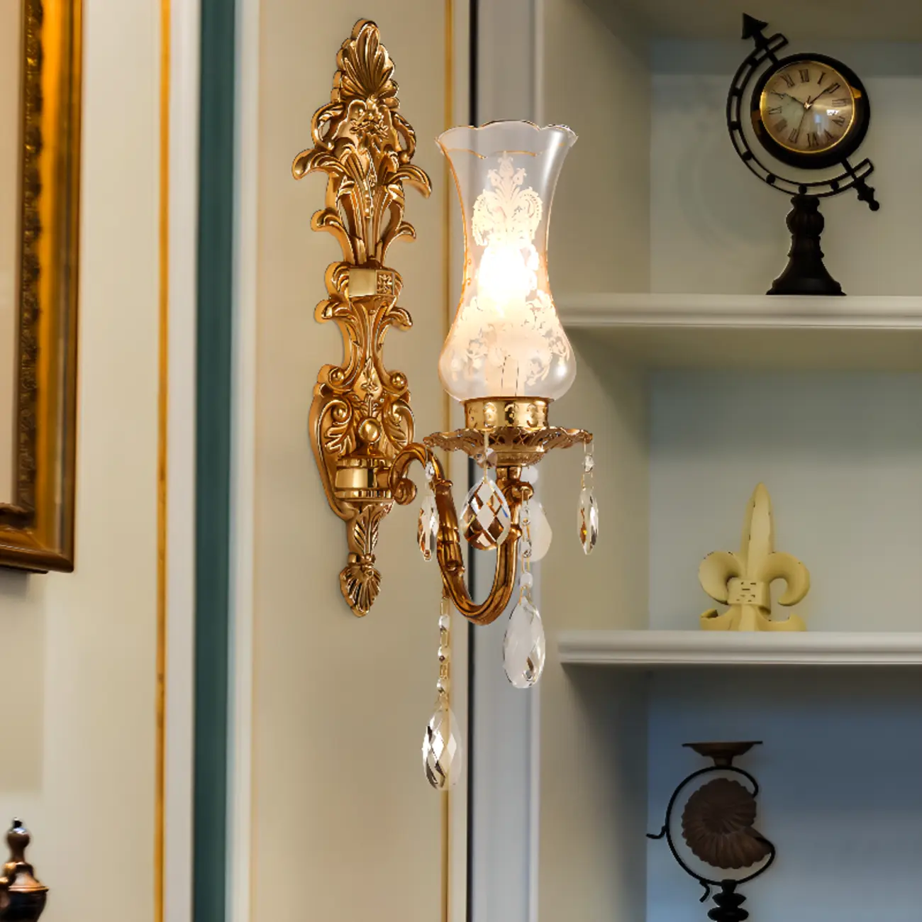 Luxury Crystal Glass Gold Wall Sconce