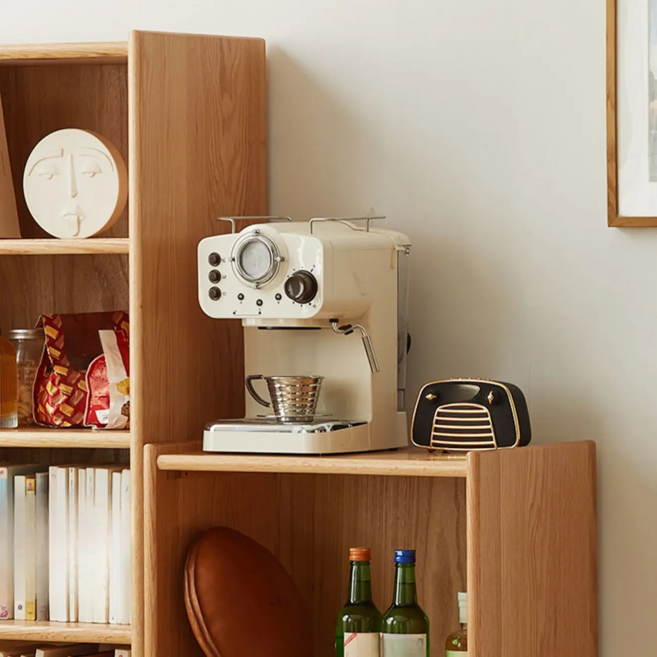 Modern Wooden 6-Tier Rectangle Oak Large Bookcase