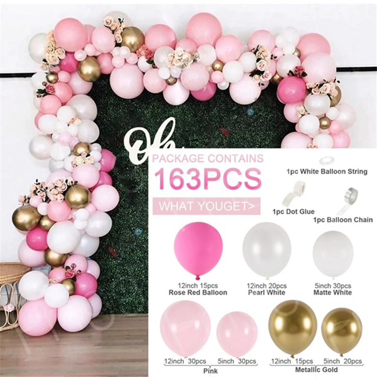 HULIANFU Macaron Pink Balloon Garland Arch Kit Wedding Birthday Party Decoration Kids Globos Rose Gold Confetti Latex Ballon Baby Shower - Deanwangkt