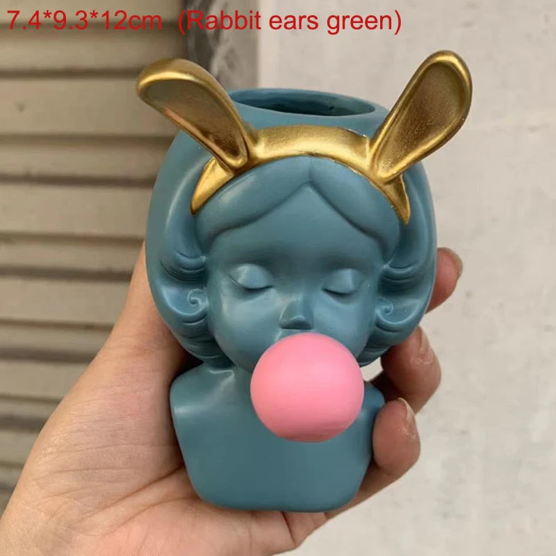 HULIANFU W&G Nordic Vase Home Decor Vase Creative Human Head Portrait Flower Vases Room Decoration Resin David Flower Vase Room Decor - Deanwangkt
