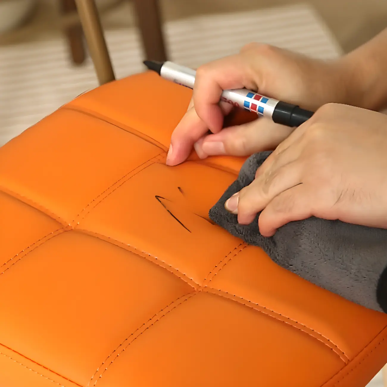 Wooden Square Leather Upholstered Bar Stool with Backrest