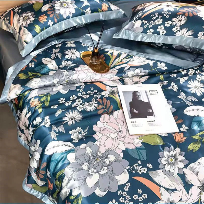 HULIANFU Summer Blanket Ice Silk Quilt Cool Feeling Nap Knee Air Conditioning Quilt Adult Children Washable Bedding - Deanwangkt