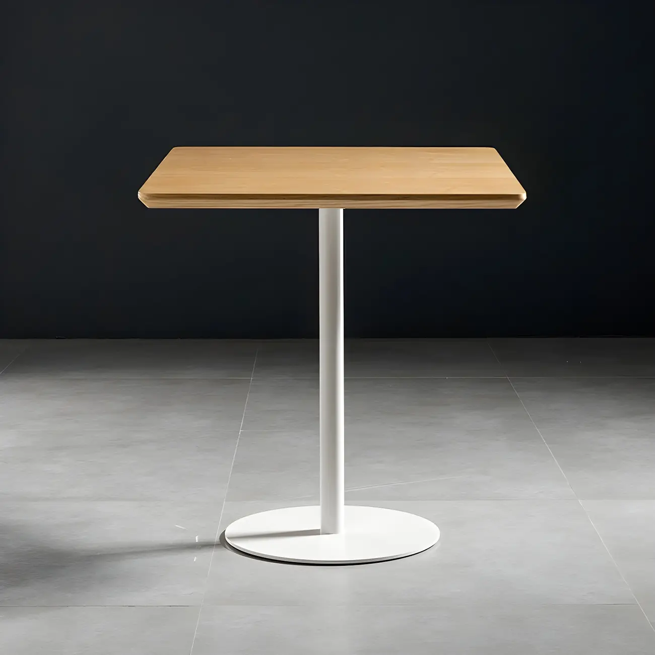 Modern Brown Wood Grain Black Metallic Pedestal Bar Tables