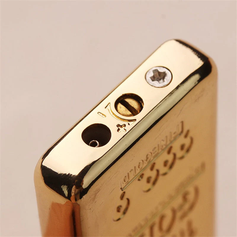 HULIANFU Luxury Compact Jet Gas Lighter Inflated Butane Bullion Oil Lighter Grinding Wheel Bar Gold Brick Metal NO GAS - Deanwangkt