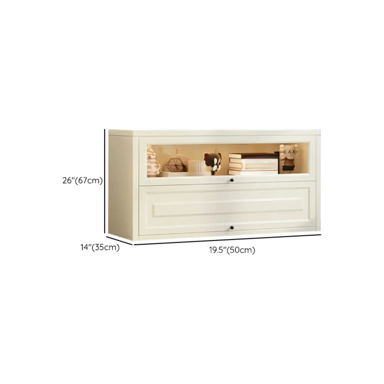 Chalk Vertical Bookshelves with 3 Cabinets, 3-Shelf Alloy Frame and Closed Back