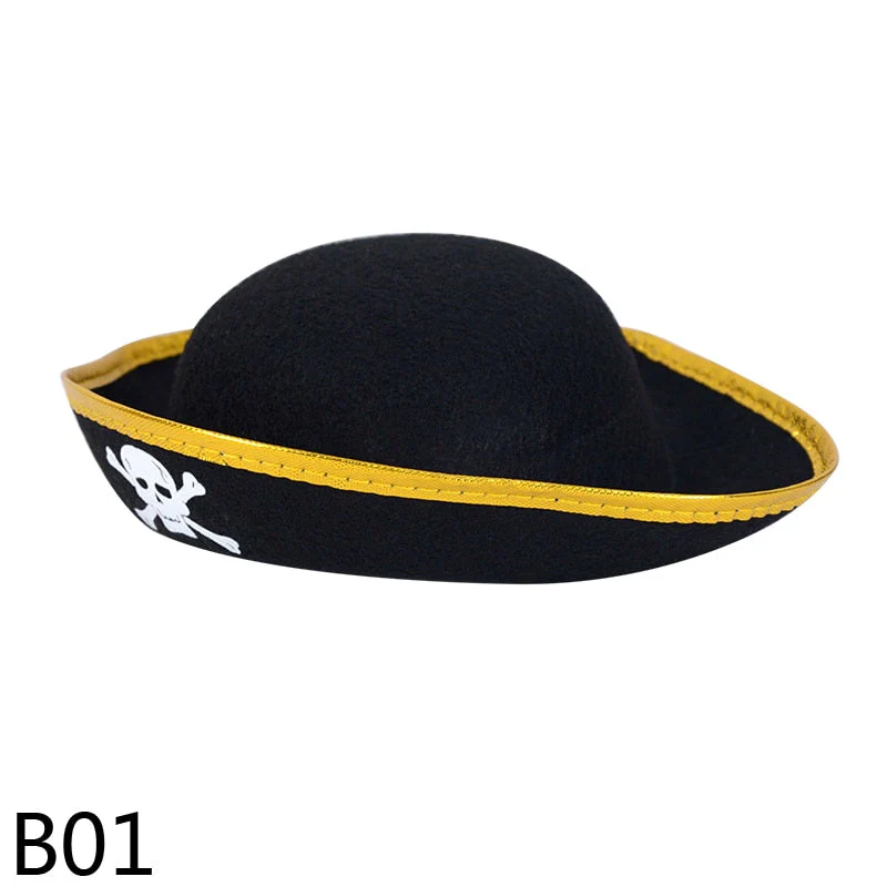 HULIANFU Print Skull Children / Adult Pirate Hat Cosplay Costume Cap Halloween Masquerade Party Performance Pirate Captain Hat Props - Deanwangkt
