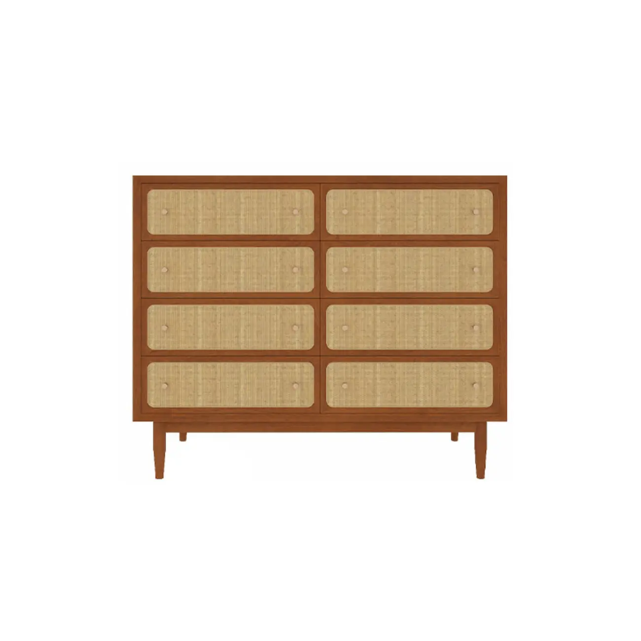 Tropical Wooden Dresser with Drawers and Gold Handles