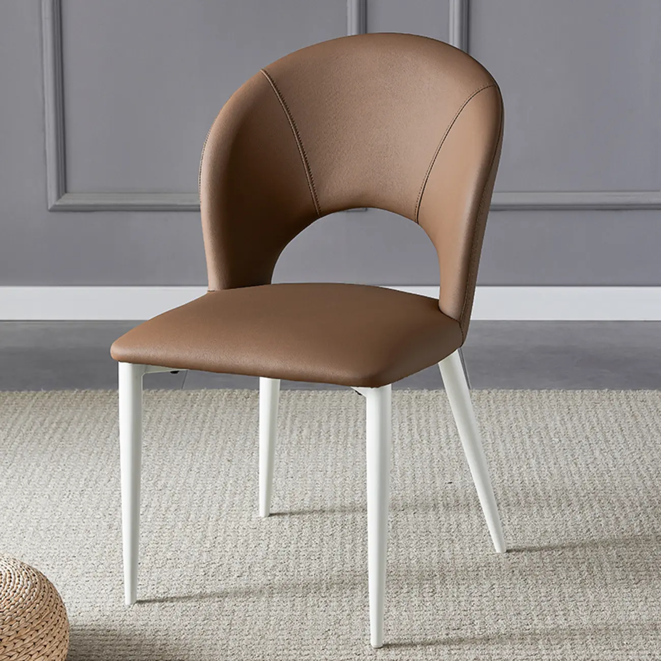 Mid Century Modern Dining Room Chairs Curved Back Faux Leather