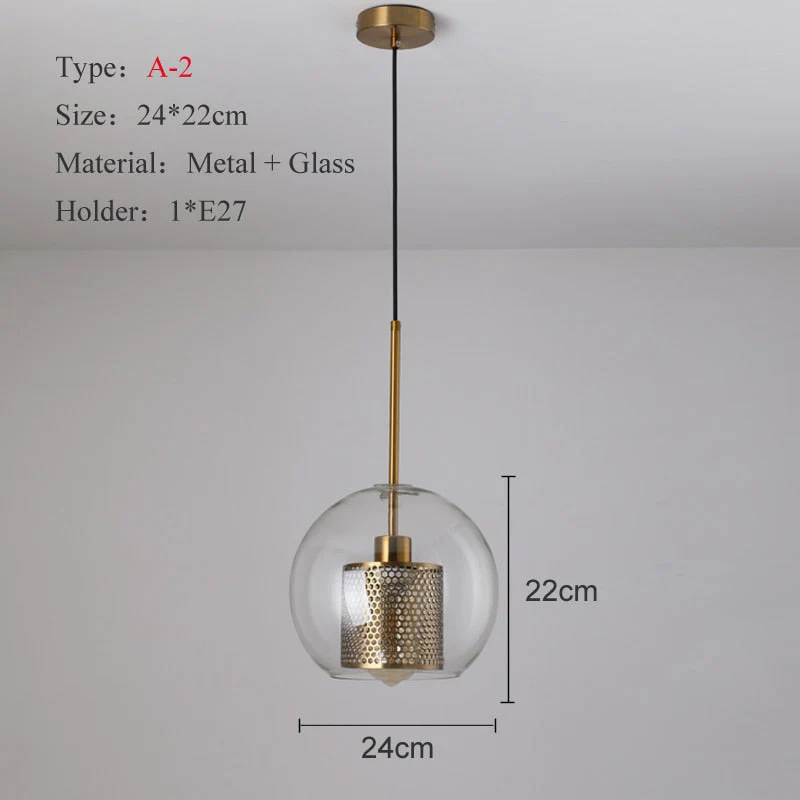 HULIANFU Sliver Bronze Loft Modern Pendant Light Glass Ball Hanging Lamp Kitchen Light Fixture Dining Hanglamp  Living Room Luminaire - Deanwangkt