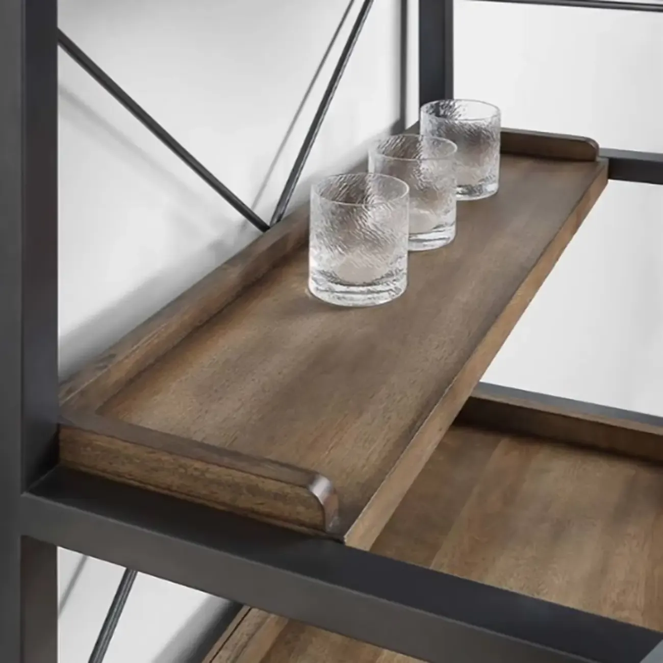 Brown Natural Wood Wine Bottle Glass Rack and Open Wine Rack