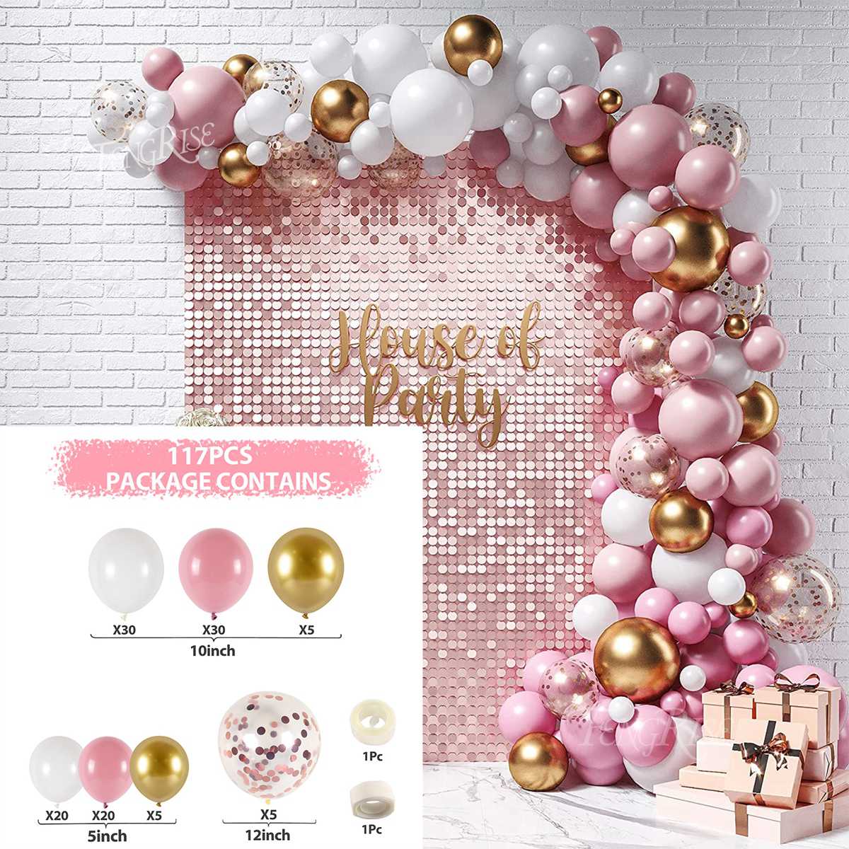 HULIANFU Macaron Pink Balloon Garland Arch Kit Wedding Birthday Party Decoration Kids Globos Rose Gold Confetti Latex Ballon Baby Shower - Deanwangkt