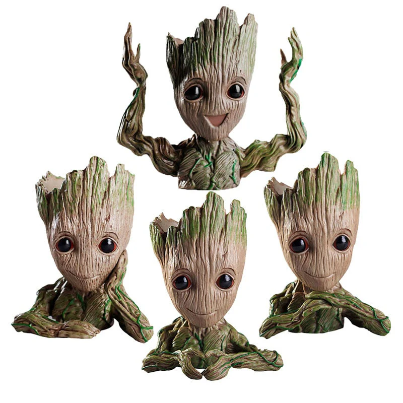 HULIANFU Strongwell Home Decoration Flower Vase Miniature Model Succulent Flower Pots Desktop Display Figurines Baby Groot Artware Gifts - Deanwangkt