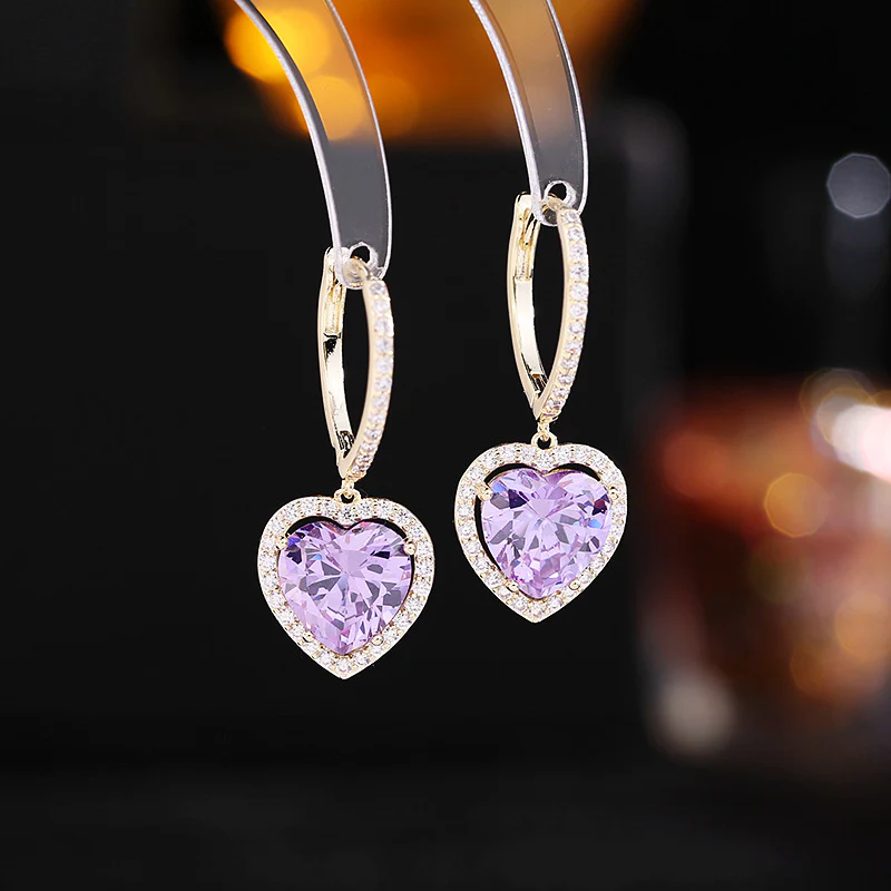 2025 Niche design fresh girl heart earrings super flash zircon inlaid ear buckle simple versatile temperament love shaped earrings - Deanwangkt