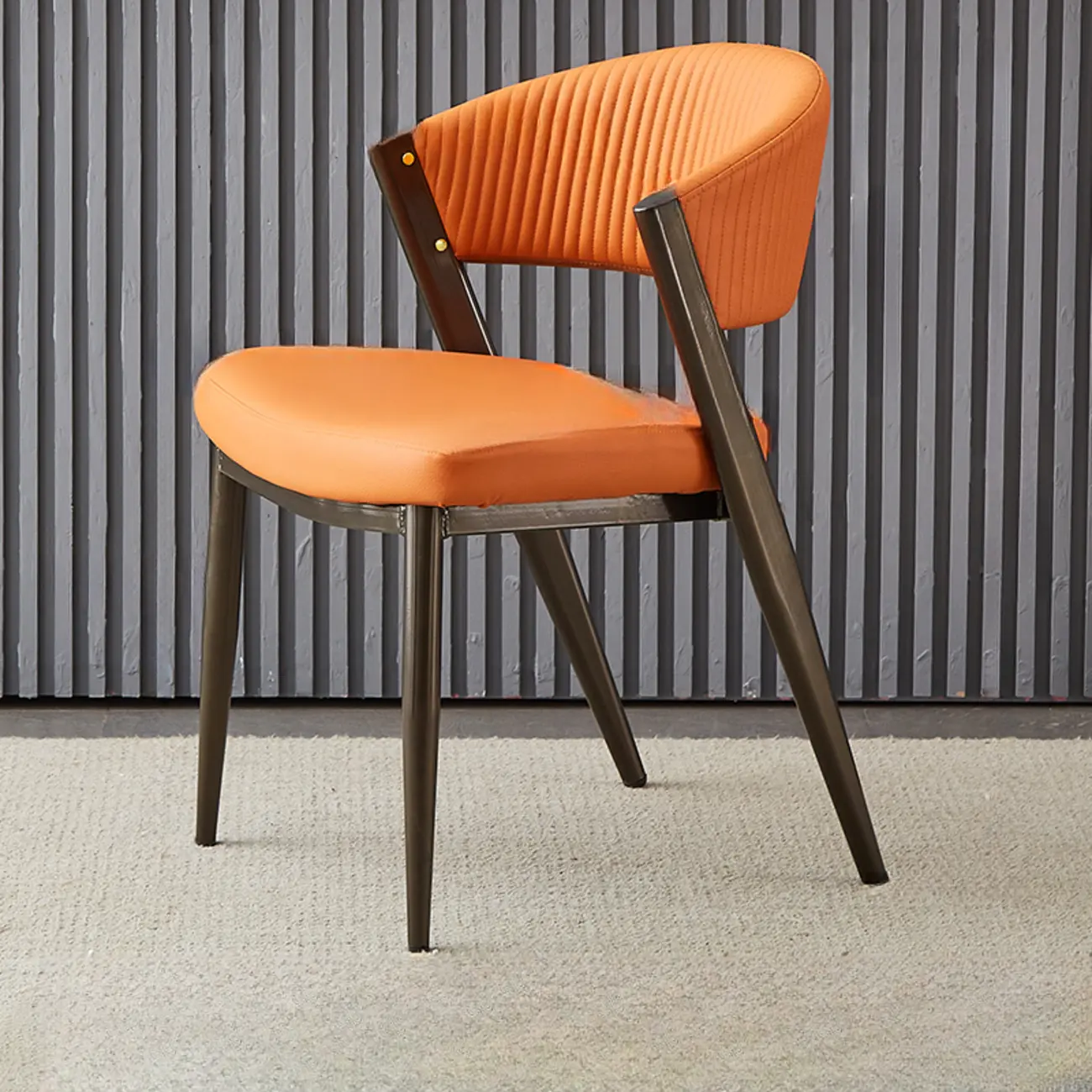 Glam Modern Low Back Faux Leather Dining Chair