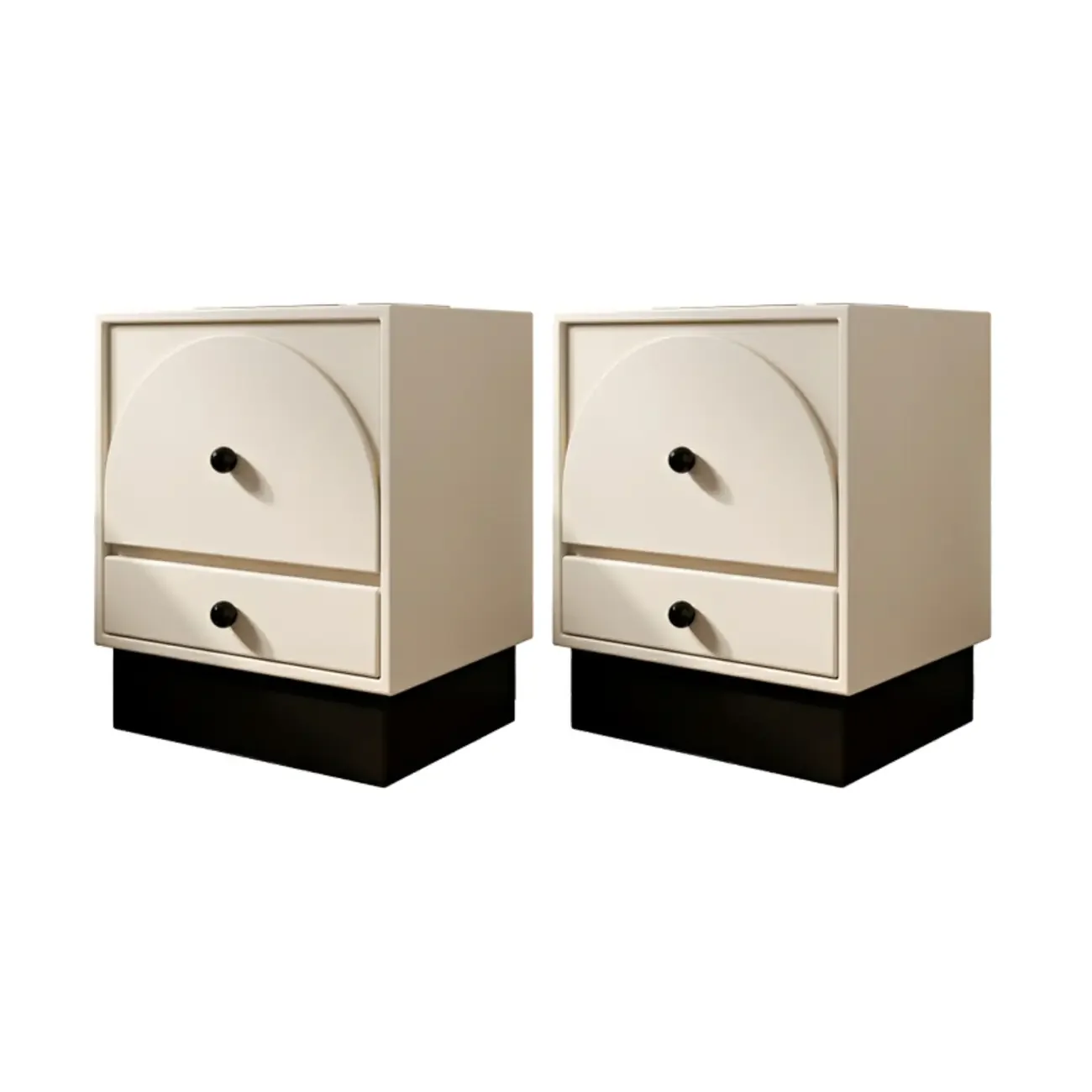 2 Drawers Modern Wood Off-White Nightstand