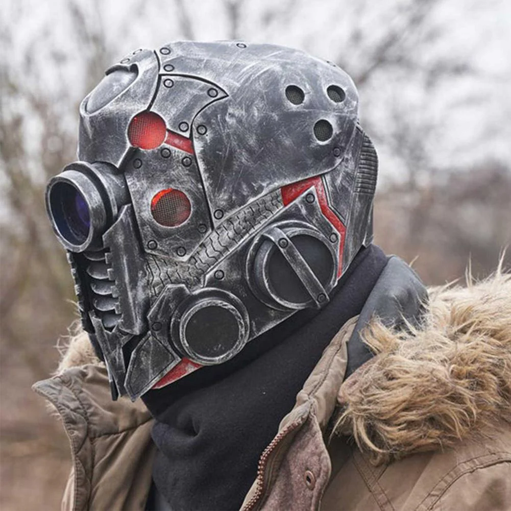 HULIANFU Punk Masque Helmet Halloween Cosplay Natural Latex Full Head Mask Steampunk Robot Masque Headgear Halloween Costume Props - Deanwangkt