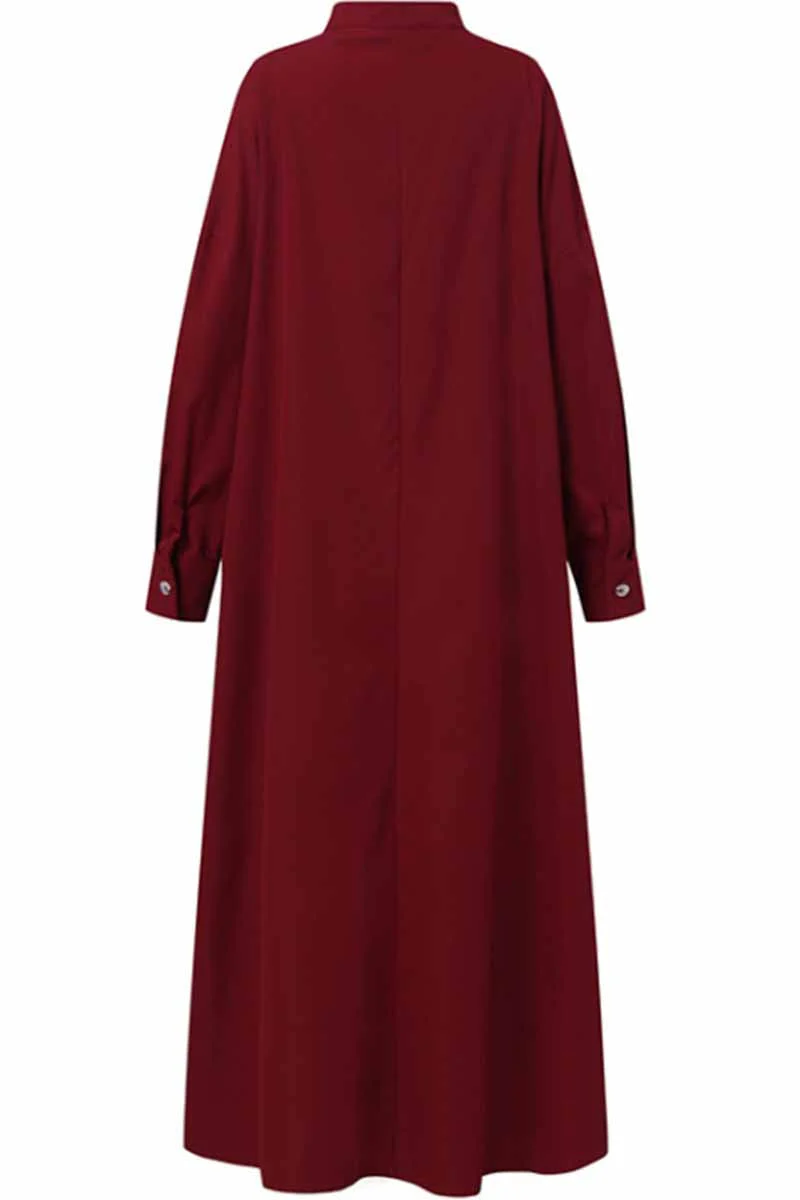 hulianfu Street Solid Mandarin Collar Shirt Dress Dresses(3 Colors) - Deanwangkt