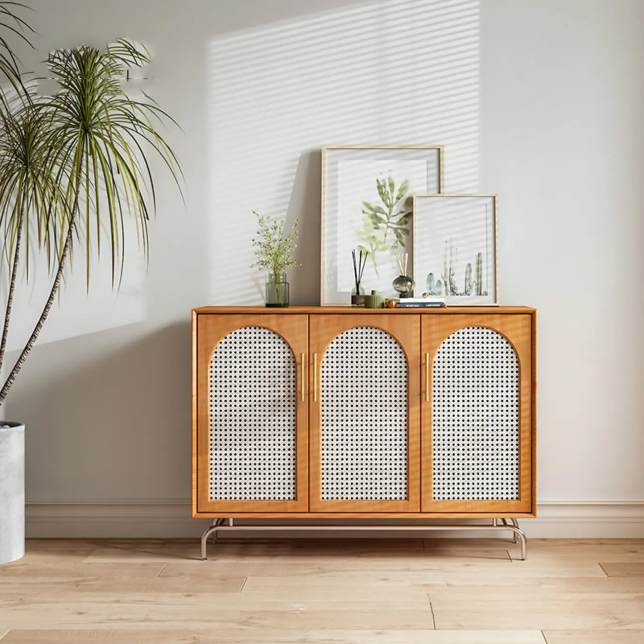 Tropical Pine Wood Accent Cabinet in Rectangular Shape