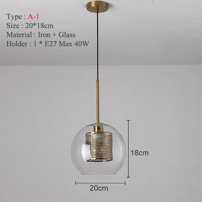 HULIANFU Sliver Bronze Loft Modern Pendant Light Glass Ball Hanging Lamp Kitchen Light Fixture Dining Hanglamp  Living Room Luminaire - Deanwangkt