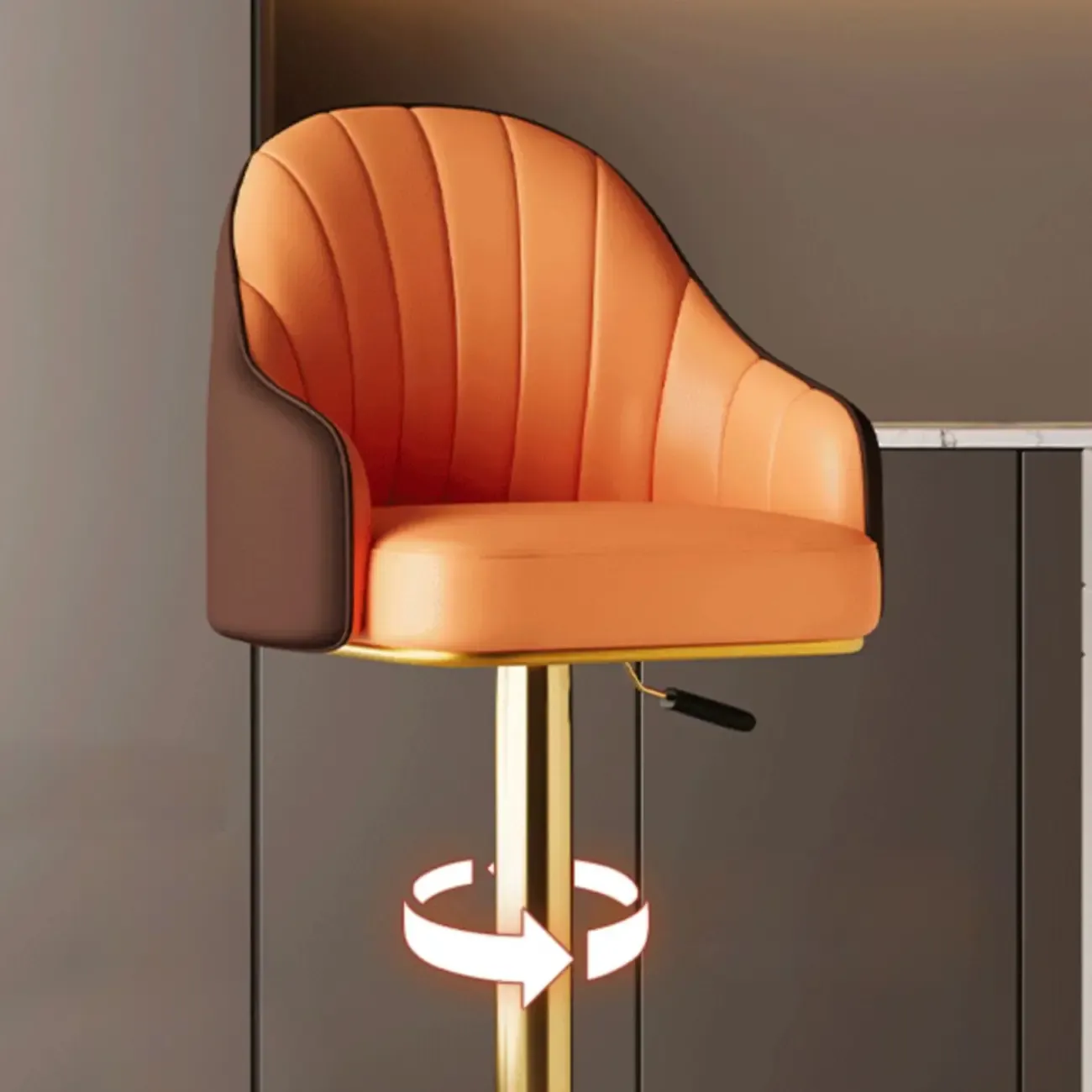 Low Back Adjustable Modern Leather Swivel Bar Stool