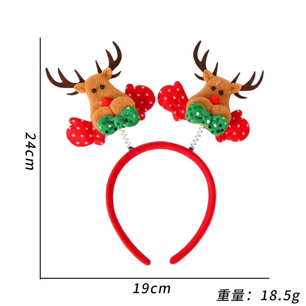 HULIANFU  Cartoon Red Christmas Hair Band Santa Claus Snowman Antlers Headband Merry Christmas Decor Adult Kids Naviidad Gifts Noel Toys - Deanwangkt