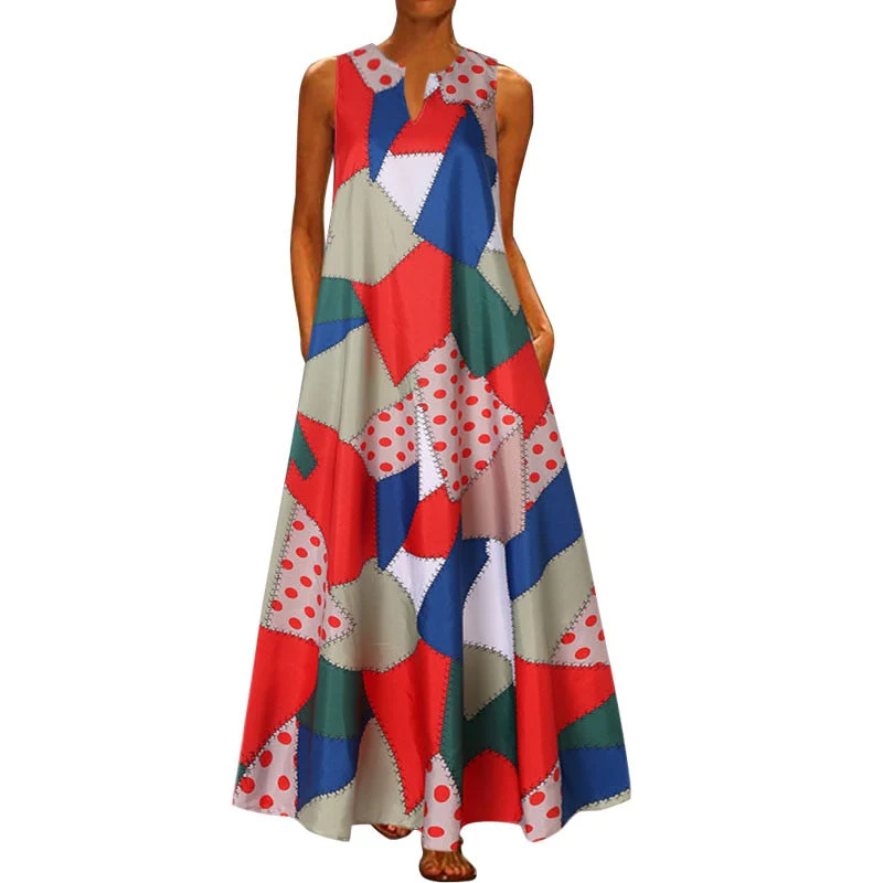 Floral Print Boho Casual Long Dress Summer Clothes For Women V-neck Sexy Off Shoulder Ladies Dresses Plus Size Maxi Dress - Deanwangkt