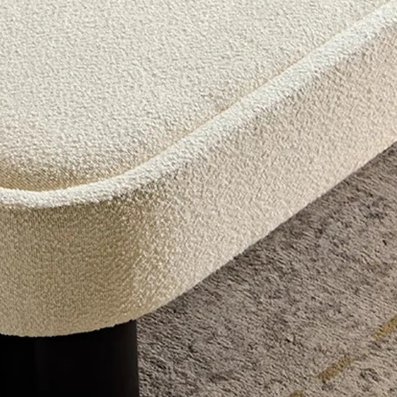 Simple White Upholstered Oval Bedroom Bench