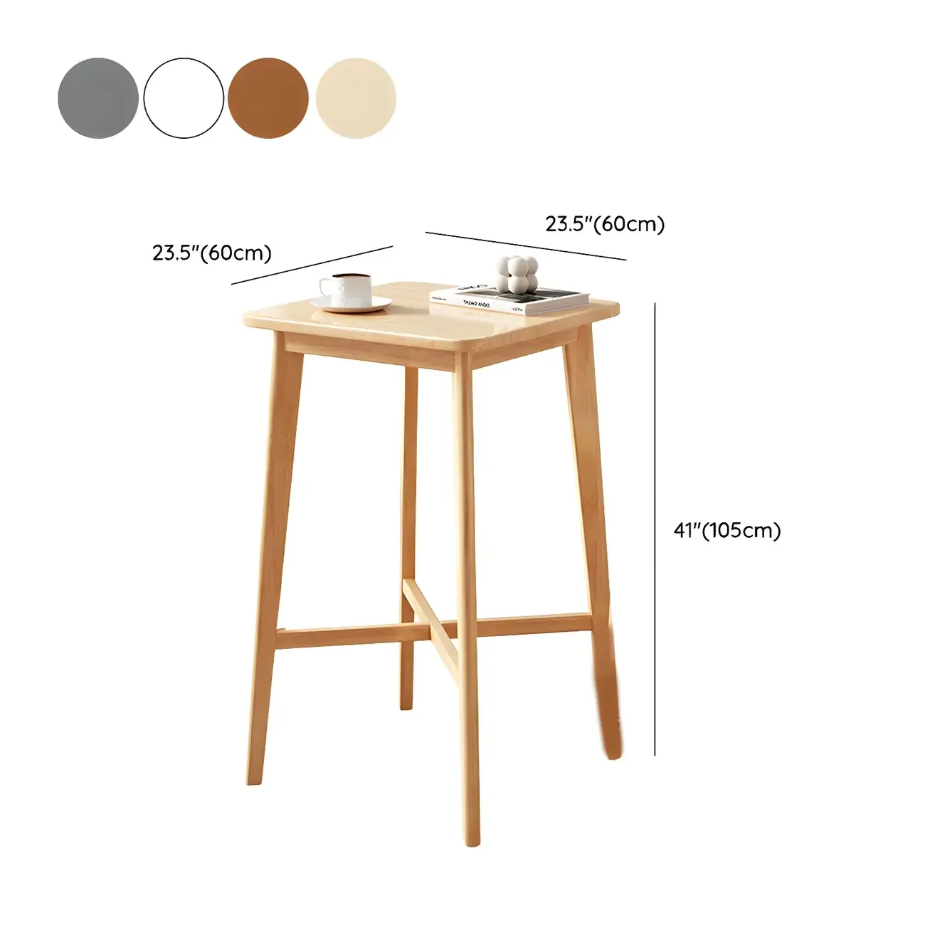 Modern Rubber Wood Square Bar Height Table