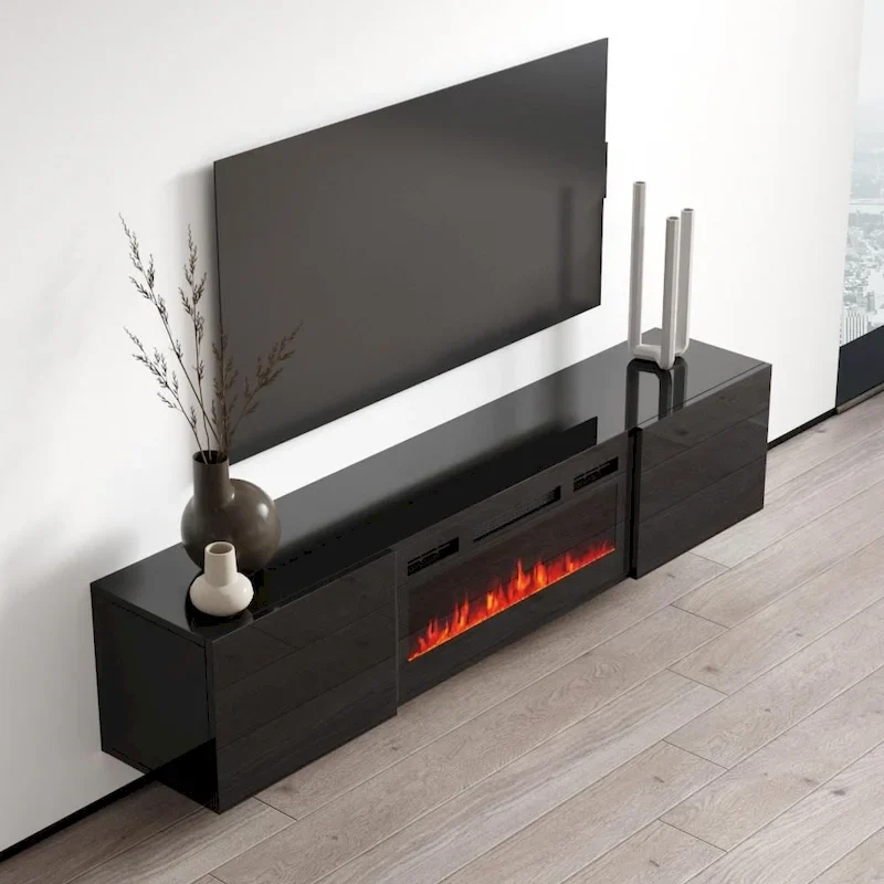 Cali EF Wall Mounted Electric Fireplace Modern 72 TV Stand