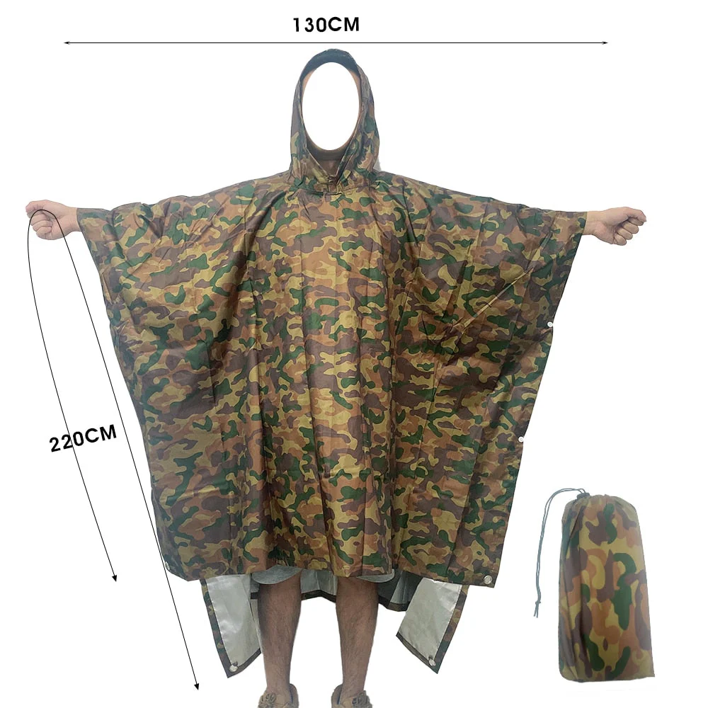 HULIANFU Portable Multifunctional 3 In 1 Rain Coat Hiking Camping Raincoat Poncho Mat Awning Durable Outdoor Activity Rain Gear Supplie - Deanwangkt