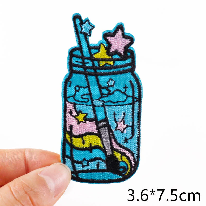 HULIANFU Van Gogh Embroidered Patches on Clothes DIY Cartoon Wave Applique Clothing Thermoadhesive Patches for Clothing DIY - Deanwangkt