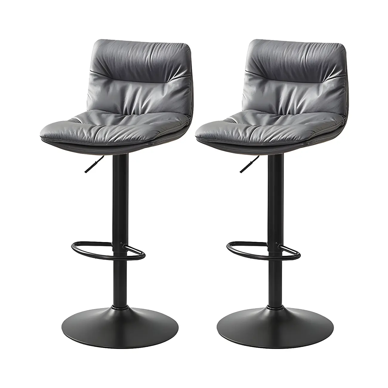 Modern Leather Saddle Swivel Adjustable Bar Stool