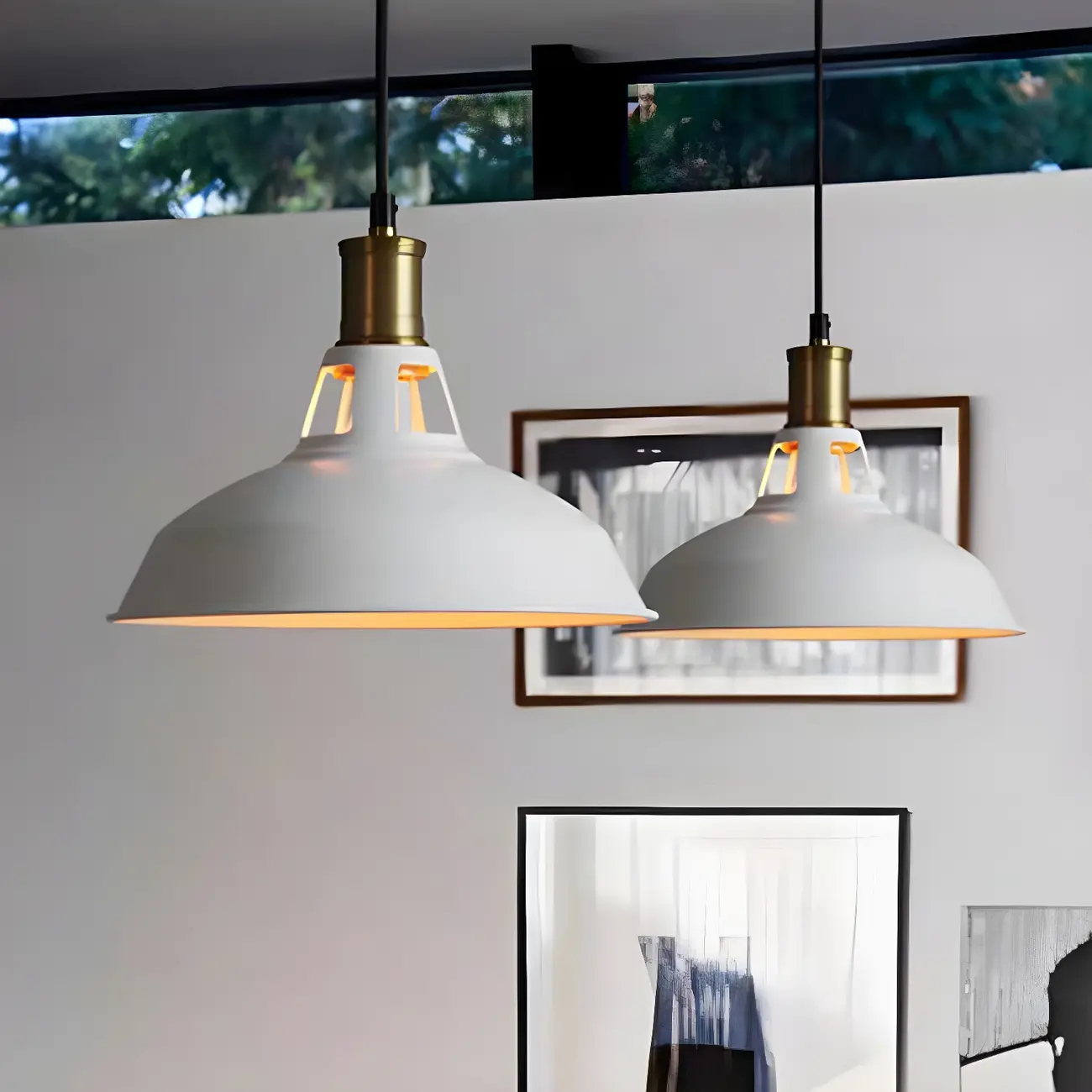Industrial 1-Light Black Gold Iron Barn Pendant Light