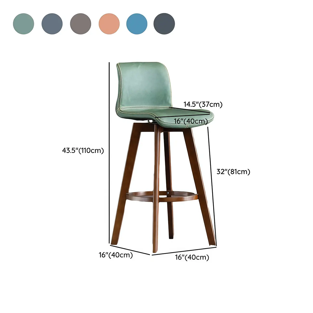 Saddle Leather Counter Height Low Back Swivel Bar Stools