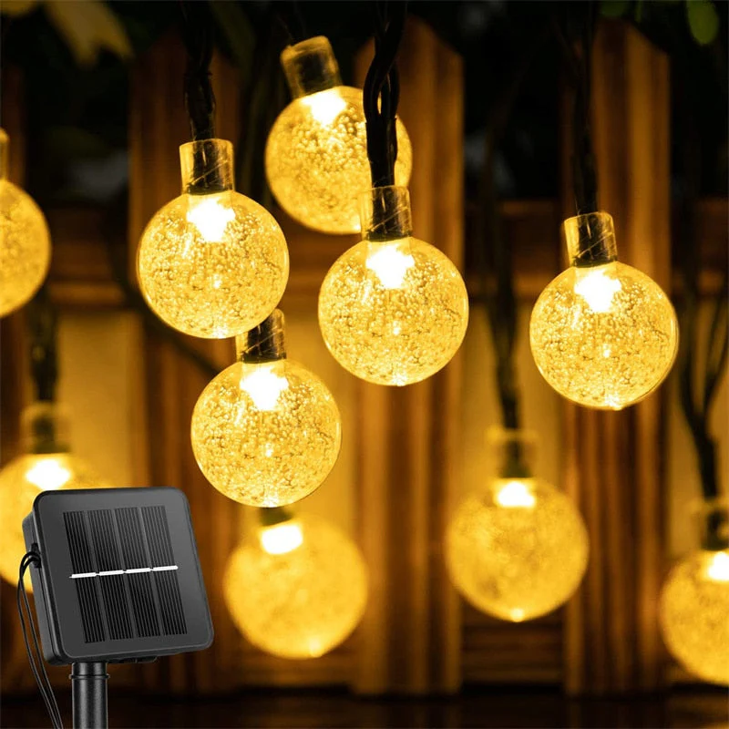 HULIANFU Solar String Lights Outdoor 60 Led Crystal Globe Lights with 8 Modes Waterproof Solar Powered Patio Light for Garden Party Decor - Deanwangkt