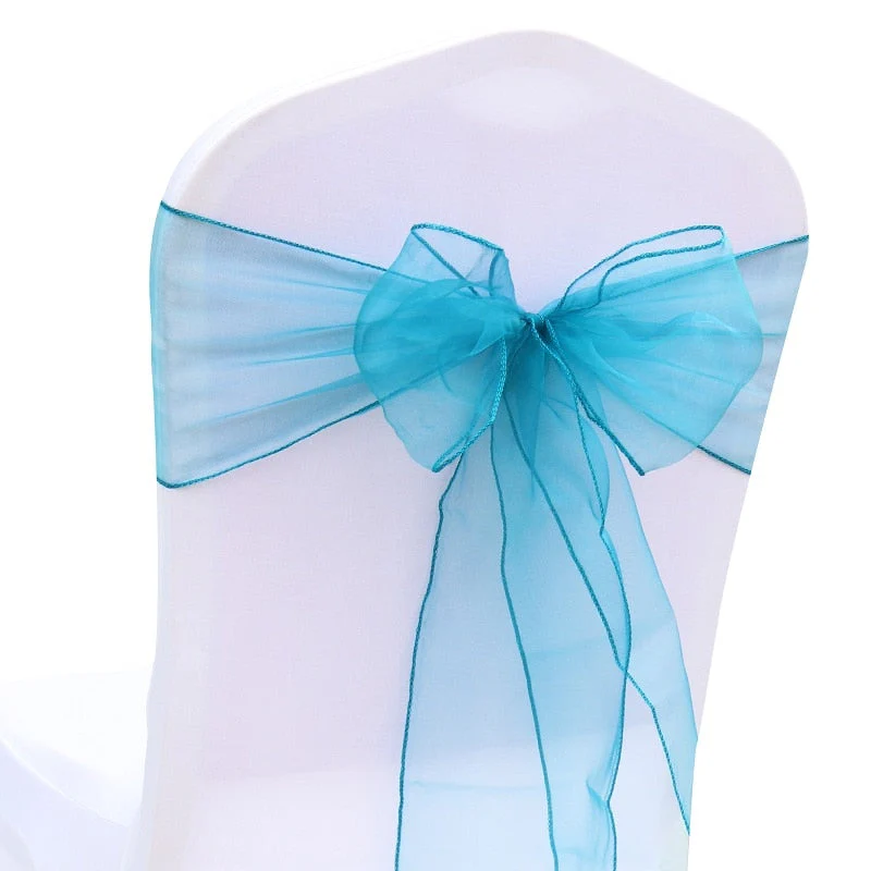 HULIANFU Wedding Decoration Organza Chair Sashes Bow For Party Christmas Halloween hotel Chair Decoration Supplies(Pack of 50pcs  pink) - Deanwangkt