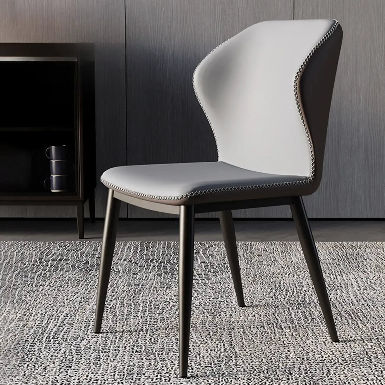 Scandinavian Faux Leather Wingback Dining Chairs