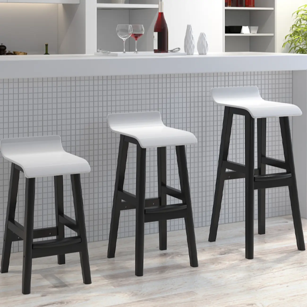 Acrylic Saddle Counter Height Wooden Bar Stools