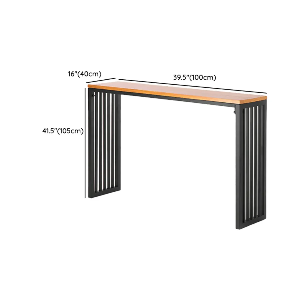 Industrial Brown Wooden Metal Leg Rectangular Bar Tables