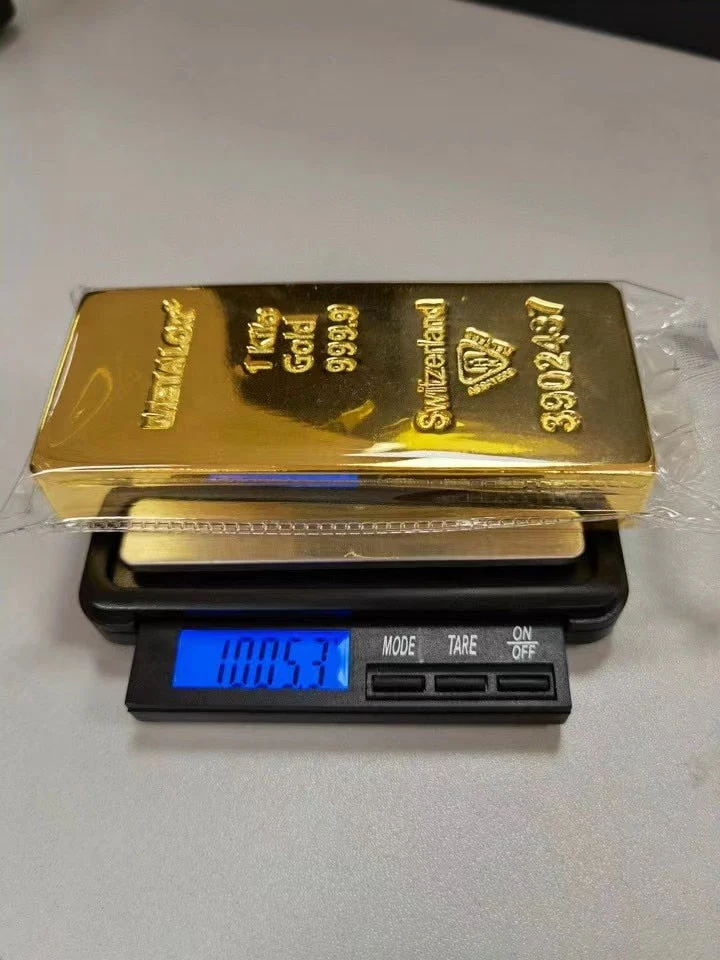 HULIANFU Suisse 1kg Gold Bullion Bar Swiss 1000g Pure Copper Inside 999 Fine Gold Plated Gold Bar Ingot Coins For Home Deco Movie Prop - Deanwangkt