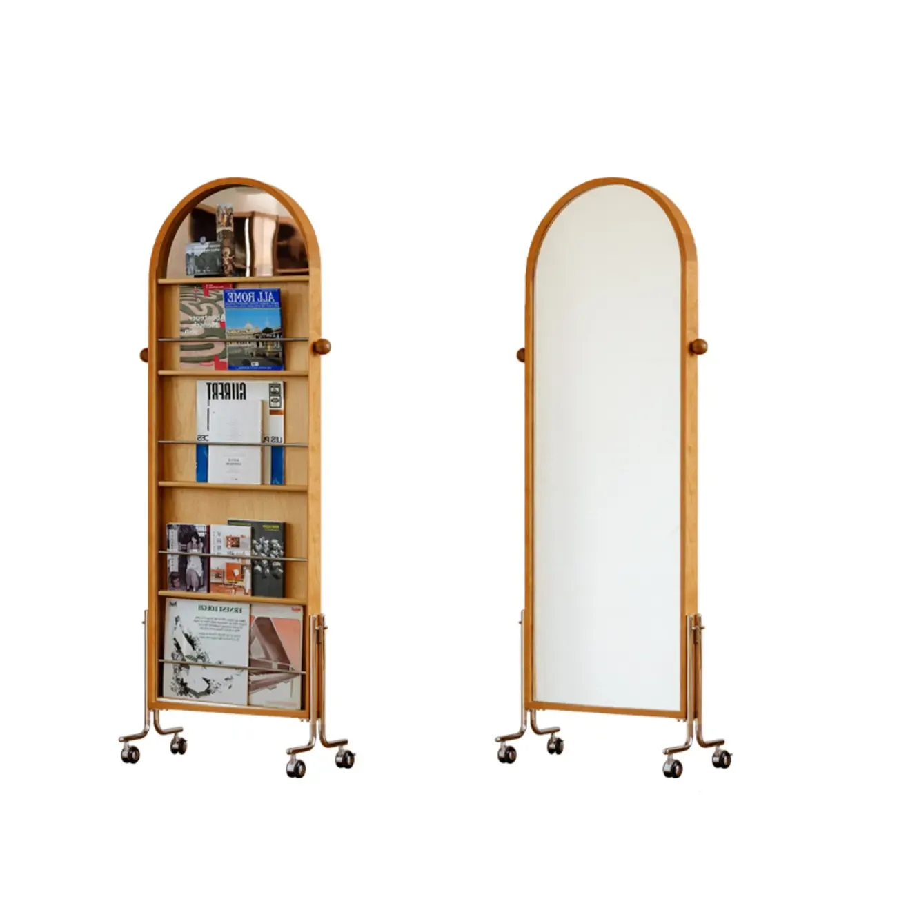 Modern Oak Wood Vertical Closed Back Bookcase