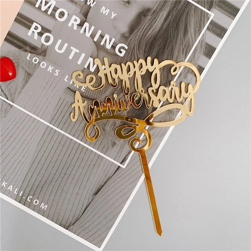 HULIANFU Wedding Cake Topper Acrylic Bride to be Cake Decorations Mariage Anniversary Birthday Party Baking Dessert Cake Top Flag Cupcake - Deanwangkt