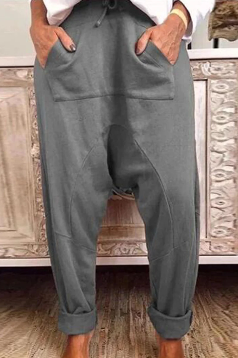 Casual Solid Draw String Pocket Loose Harlan Solid Color Bottoms(4 Colors) - Deanwangkt