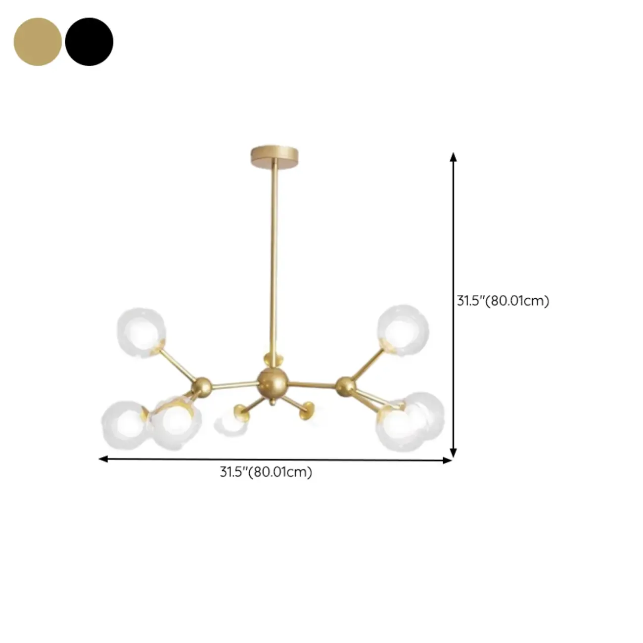 Modern Glass Globes LED Chandelier with Sputnik Design