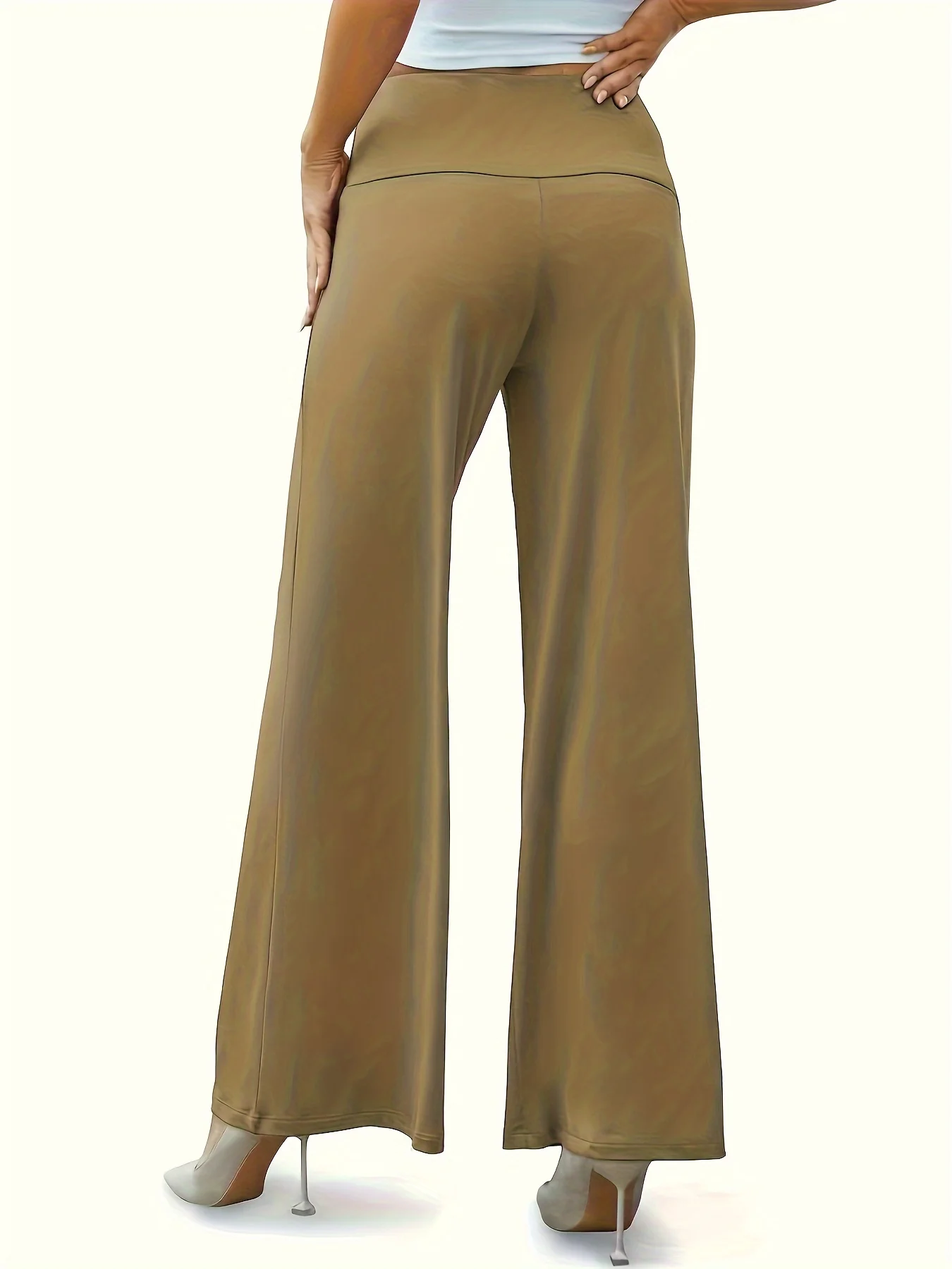 Plain Mid-Stretch Outdoor Trousers, Loose Fit Comfy Sporty Wide Legs Pants, Women's Activewear - Deanwangkt